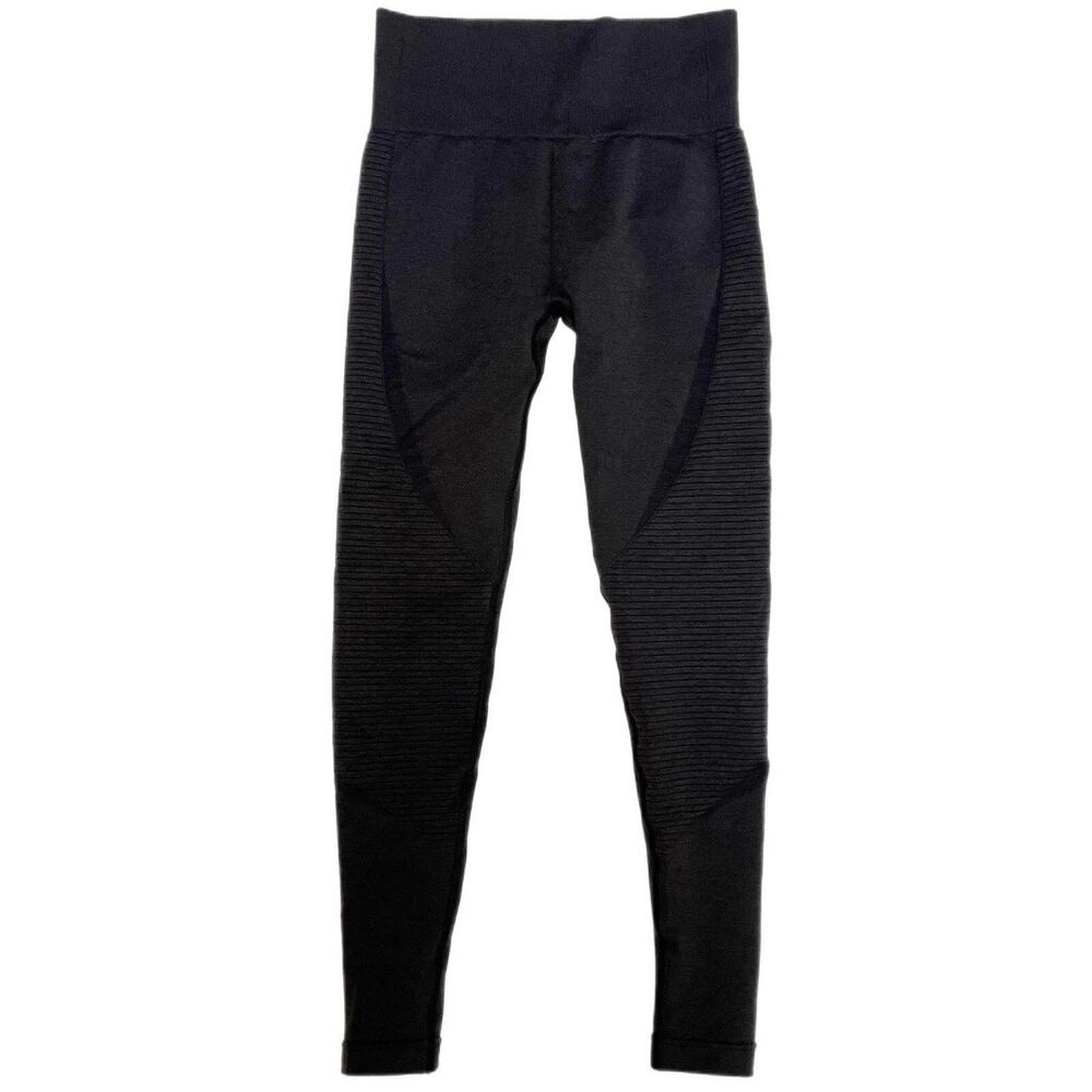 ACTA Women's Leggings Size S Seamless High Rise Black Ribbed Knit 7/8 Cropped - Picture 2 of 10